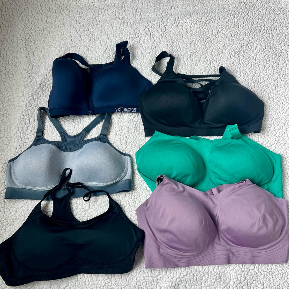 Six sports bras assorted brands
